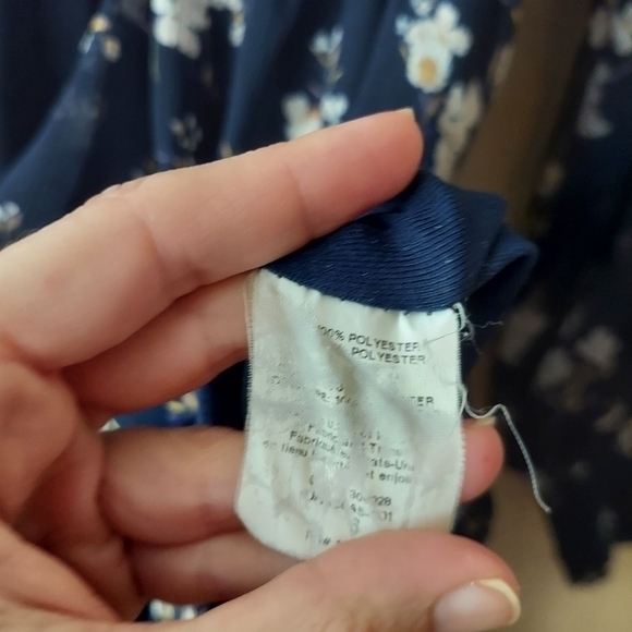 Lush Blue Floral Maxi Dress With Slit Sheer Sleeves Sz Small - Picture 6 of 11